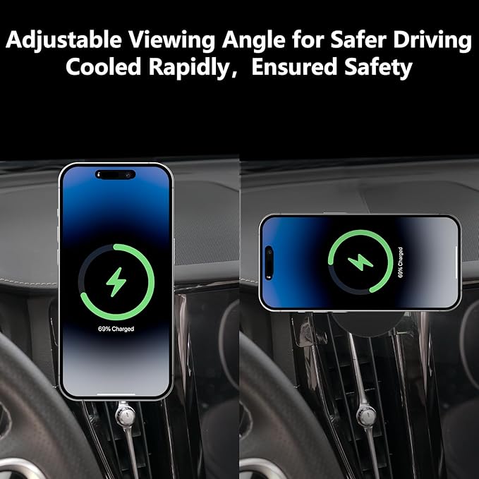 CLEC for Volvo XC60 2018-2023 Magnetic Wireless Car Charger Phone Holder Mount Custom Fit for Volvo XC60 2018-2023 15W Fast Charging Car Phone Holder Wireless Charger