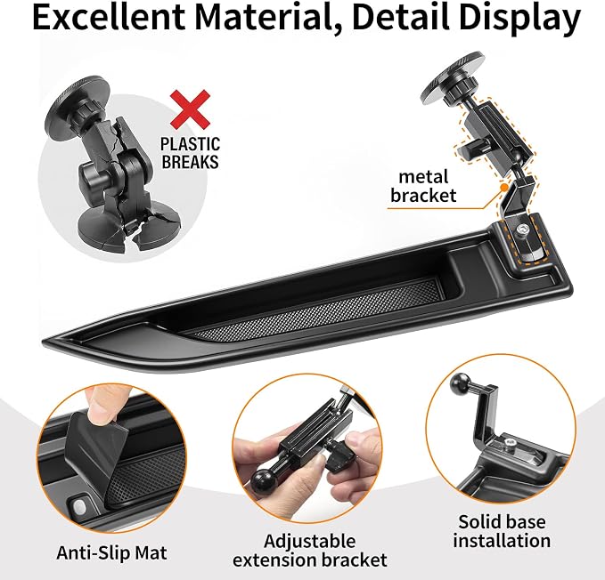 13.4”Screen Dashboard Phone Holder Compatible with 2022-2026 Chevy Silverado&GMC Sierra Center Console Organizer Dash Phone Mount Dash Tray for Silverado Accessories(Silverao/Sierra 22-26)