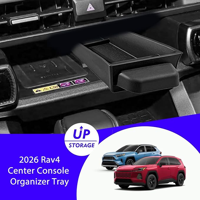 2pack 2026 Toyot a RAV4 Center Console Organizer Tray for 2026 Toyot a RAV4 XSE LE SE XLE Premium Woodland Console Tray & Silicone Drawer Tray for 2026 RAV4 Accessories Double Layer(NOT FOR Limited)