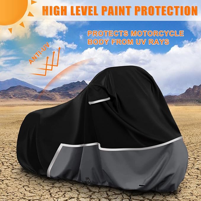 Waterproof Motorcycle Cover Replace for Harley Davidson Cruiser Models, 420D Oxford Cloth Softail, Dyna, Iron 883, Fat Boy 114, Forty-Eight, Low Rider, Sport Glide Cover for Snow Rain Protection