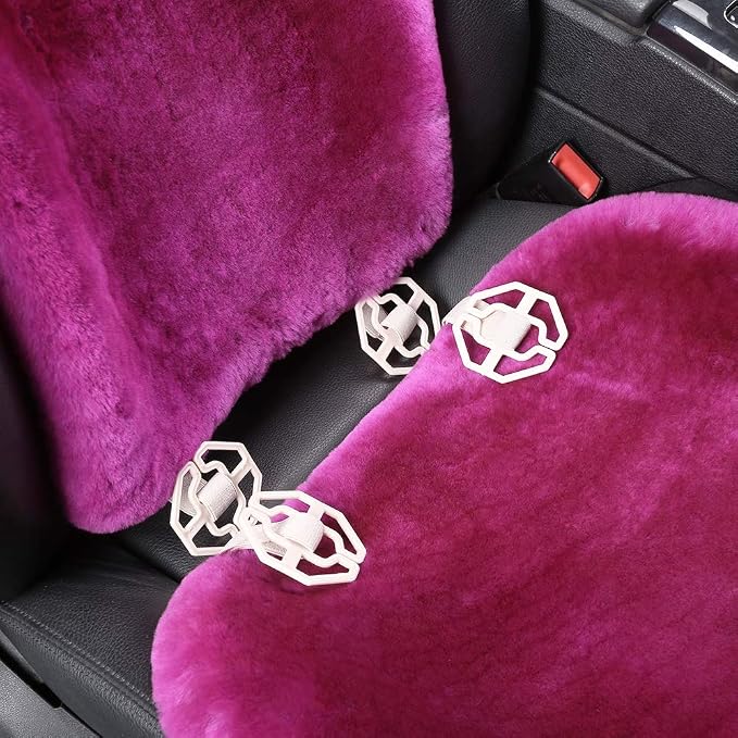 OGLAND Fluffy Fuzzy Fur Sheepskin Universal Car Seat Covers for Auto Cozy Seat Cushion Auto Accessories, 1 Front Seat (3 Pack Front, Alpine Green)