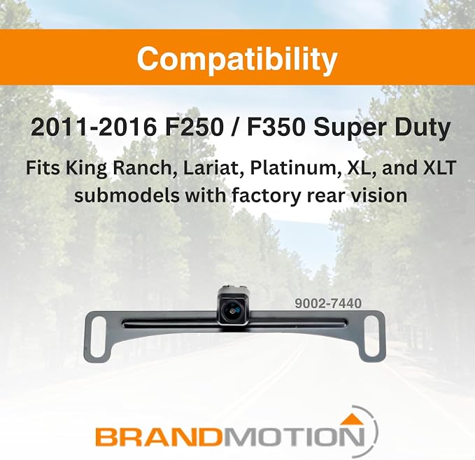 Brandmotion 9002-7440 Factory Tailgate Harness with Dual Mount Camera fits 2011-2016 F250 F350 Super Duty with Factory Rear Vision | Waterproof Case with Anti-Fog Lens | Easy Install