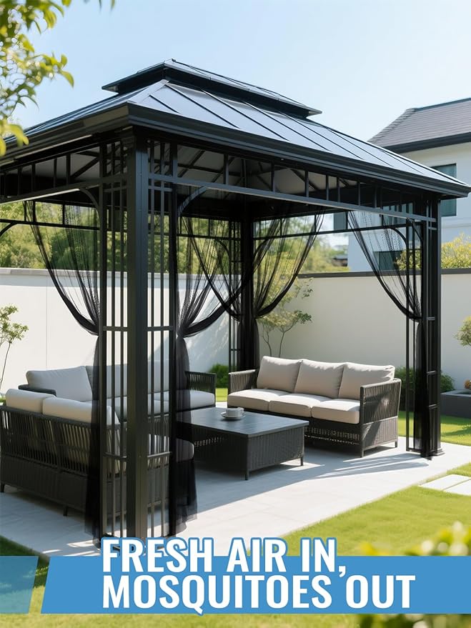 65x10ft Extra Large Mosquito Net - Mesh Netting for Garden Skin and Plants Protection, Patio Bird Bug Screen, Black