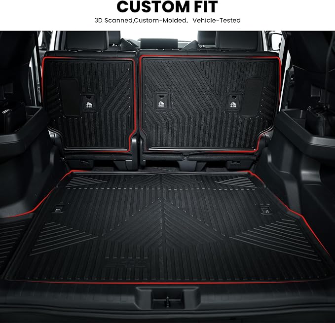 LASFIT Cargo Mat for Toyota 4Runner 2010-2024 (Only Fit 5-Seats) Back Seat Protector for 5th gen 4Runner Seater Accessories (Fit W/O Sliding Cargo Tray, Rear Backrest Mats+Rear Trunk Mat)