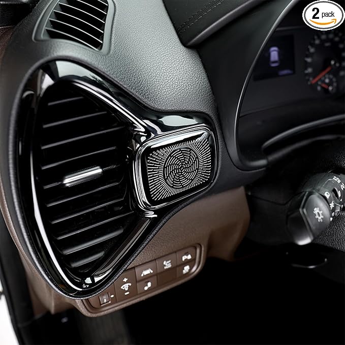 Stainless Steels Upper Air Outlet Speaker Cover Steels Interior Speaker Decoration Trim Cover Compatible with Kia Soul 2020-2025 Accessories (Black)