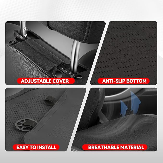 Auto Dynasty Car Seat Covers Front Set, Anti-Slip Automotive Interior Covers, Breathable and Comfort Car Seat Protectors, Airbag Compatible, Universal Fit Most Vehicles, Black (Protex Plus Series)