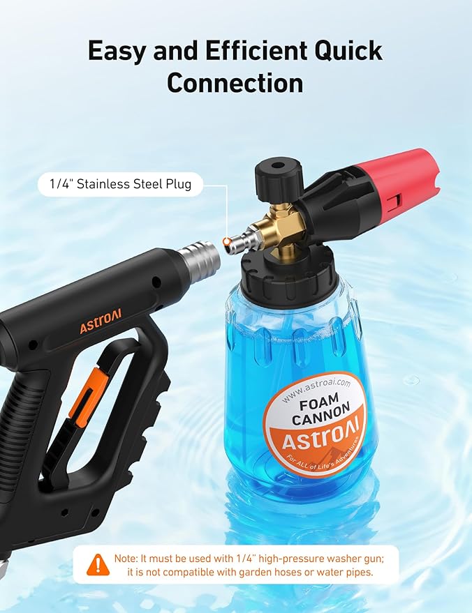AstoAI Foam Cannon for Pressure Washer and Pressure Washer Spray Nozzle Tips 5-Pack
