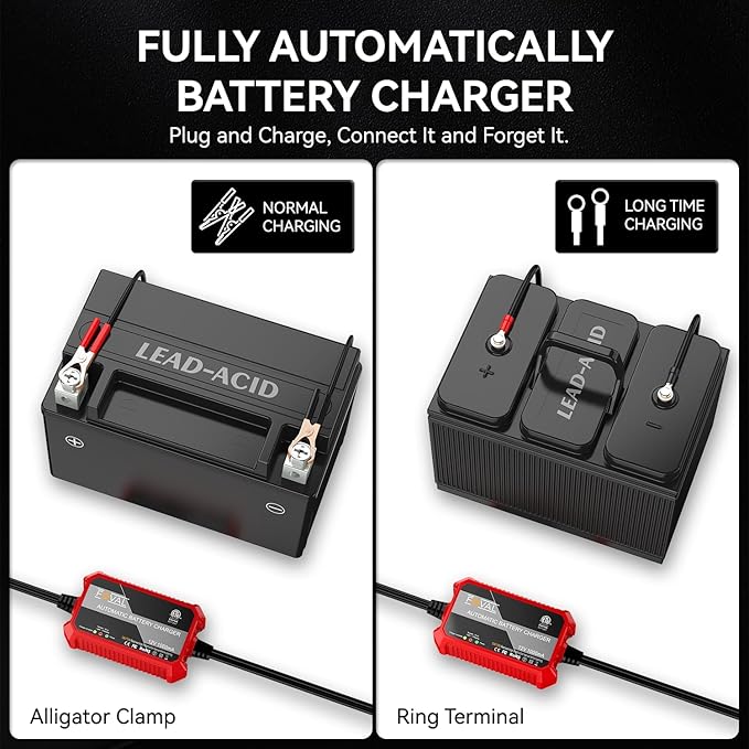 Foval Automatic Trickle Battery Charger 12V 1000mA Smart Battery Charger