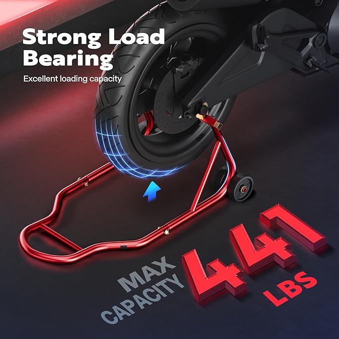 SPECSTAR Motorcycle Stand, 441 Lbs Capacity Rear Wheel Lift with U+L Adjustable Swingarm Spool, Heavy Duty Paddock Stand fit for BMW Suzuki Yamaha Honda Kawasaki, Red