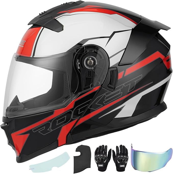 OUMURS Modular Motorcycle Helmets Full Face Flip up Street Bike Motorcycle Helmet for Unisex Adult Model 912