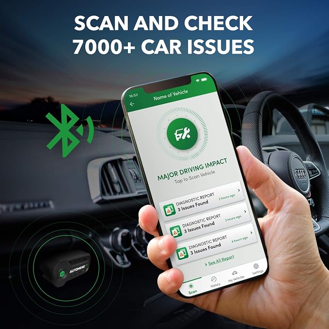 Automend Pro OBD2 Scanner - Automotive OBD2 Scanner Diagnostic Tool for iOS and Android | Bluetooth Car Code Reader for Most Vehicles | Easy to Understand Auto OBD Scanner and Check Engine Code Reader