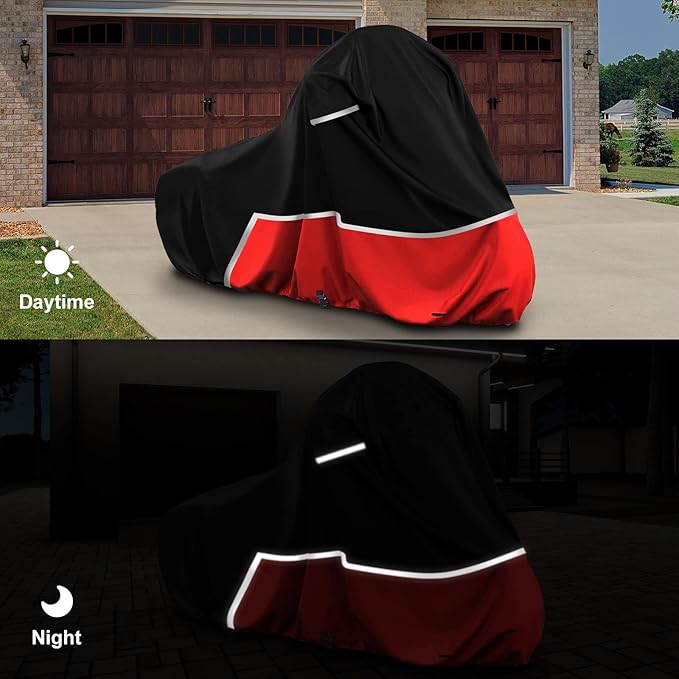 Harley Davidson Touring Motorcycle Cover - 420D Oxford Cloth, Waterproof for Snow, Rain & Dust Protection, Fits Electra Glide, Road King, Street Glide & CVO Models