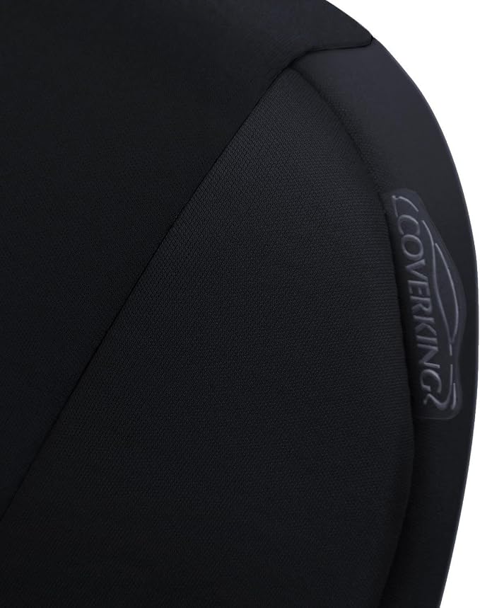 Coverking Custom Fit Front 50/50 Bucket Seat Cover for Select Ford F-Series Models - Neosupreme Solid (Black)