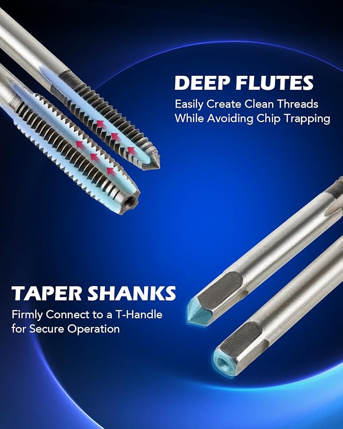 Orion Motor Tech SAE Tap and Die Set Standard | #4, 6, 8, 10, 12, 1/4, 5/16, 3/8, 7/16, 1/2" Tap Set and Die Set | Thread Repair Kits for Threading and Rethreading Internal and External Threads