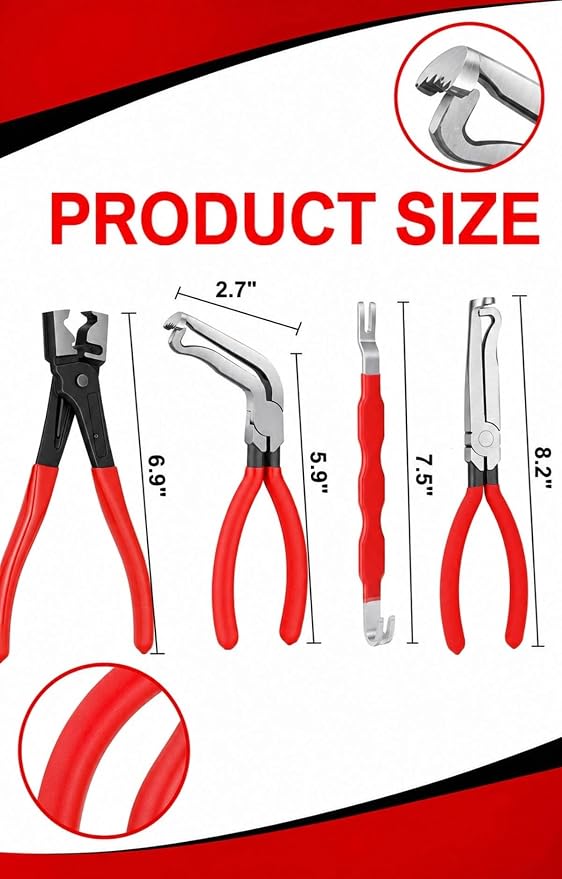 4-Piece Automotive Electrical Disconnect Pliers Set, 60-Degree Angled & Straight Connector Removal Tools for Ignition Coil, Fuel Line, MAF Sensor