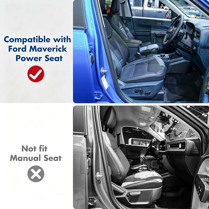 Under-Seat Storage Box for 2022-2026 Ford Maverick Power Seat, Front Row Electric Seat Underseat Organizer with Non-Slip Mat, ABS Material (Not Fit Manual Seat)