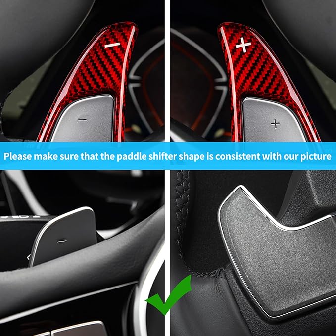 T-carbon Glass Fiber Paddle Shifter Extension Compatible with BMW 3 4 5 6GT 7 8 G10 G12 G30 G38, X3 X4 X5 X6 X7 M5 M8 Z4, Steering Wheel Shift Paddle Extended Shifter Trim Cover, Red