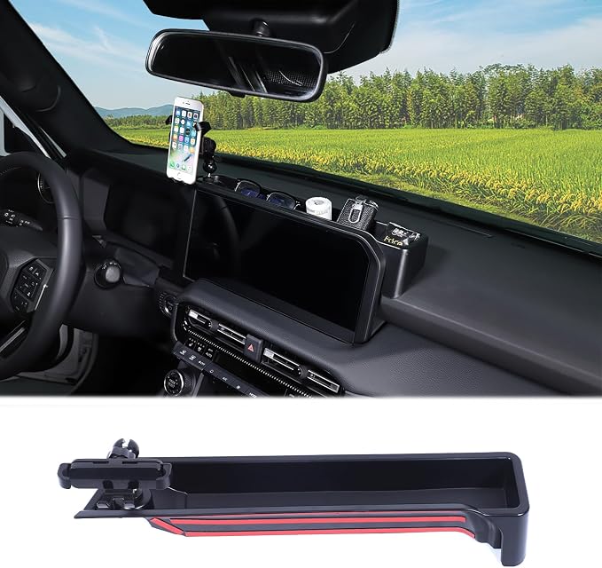 Car Center Console Dash Organizer with Phone Holder Compatible with Toyota Land Cruiser 250 Prado LC250 J250 2024 2025,ABS Dashboard Tray Storage Box Interior Accessories(Phone Mount Holder B)