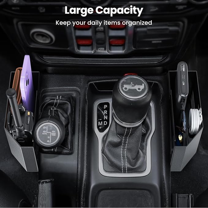 DIAMOOKY Center Console Organizer & Window Switch Button Cover for Jeep