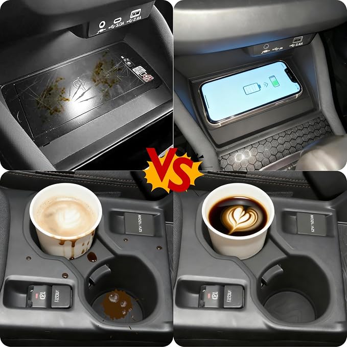 4PCS Center Console Accessories Compatible with 2025 2026 Subaru Forester Center Console Organizer Wireless Charging Mat Cup Holder Insert