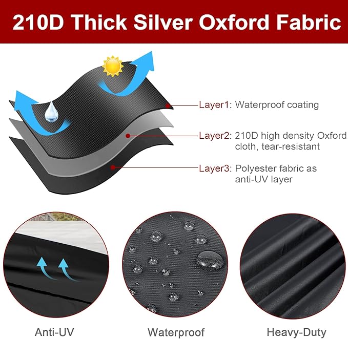 Dream Apparel Motorcycle Half Cover, Waterproof Motorcycle Cover for Outdoor, Rain Snow Dust Protection Universal Fit Heavy Duty Motorbike Vehicle Cover with Storage Bag, Black with Wing Wheel XL