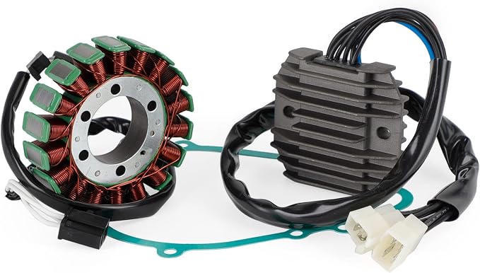Magneto Coil Stator Regulator Gasket Kit for Kawasaki ZX600 Ninja ZX6R ZX6RR 2005-2006 - Replaces 21003-0023 21066-0016 11061-0113