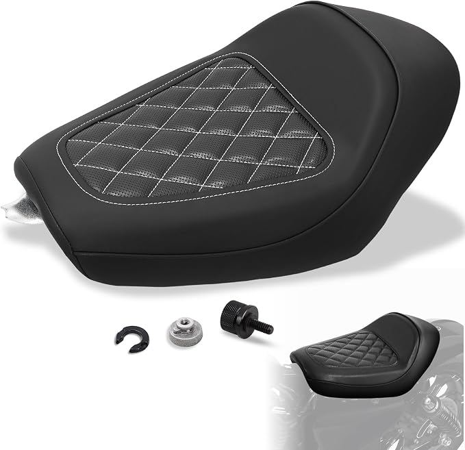 Front Driver Rider Solo Seat for Harley Sportster Iron 883 1200 XL883 XL1200NS Forty-Eight XL1200X 2010-2022,White