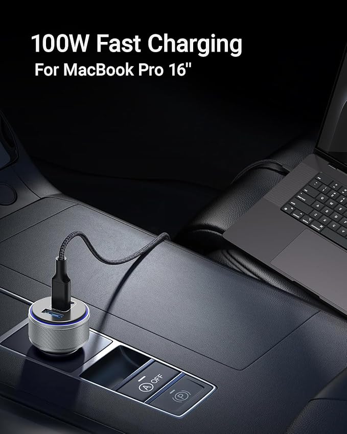 iPhone 17 USB-C Car Charger, 167.5W Max 3-Port Type-C Fast Charging Cigarette Lighter,Charger Adapter for iPhone 16/15/14/13,Samsung S24/S23/S22,Pixel,iPad Air,AirPods,Android
