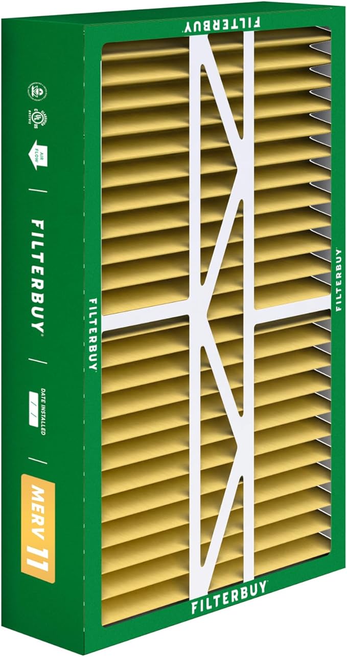 Filterbuy 16x25x5 Air Filter MERV 11 Superior Pet & Allergy Defense (1-Pack), Pleated HVAC AC Furnace Filters for Amana, Coleman, Goodman, Maytag, York, and More (Actual Size: 15.38 x 25.50 x 5.25)
