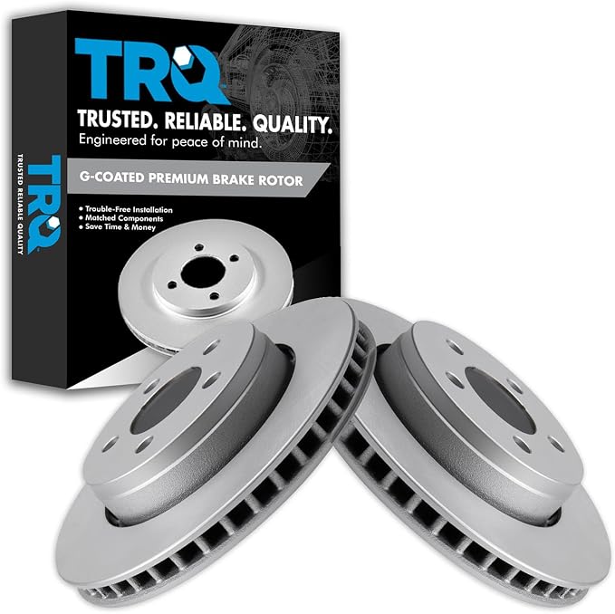 TRQ Front Brake Rotor Set G Coated Vented Compatible with 2007-2011 Dodge Nitro 2008-2012 Jeep Liberty