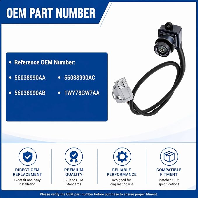 No. 56038990AA Rear View Backup Reverse Parking Camera/Rear View Camera | Compatible with Dodge Dart Fits 2013 2014 2015 2016 okostyo Park Assist Camera - Rear OEM Part Number# 1WY78GW7AA 56038-990AA