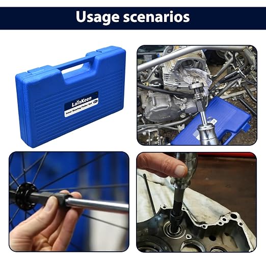 LainKeen 12pcs Blind Hole Collet Bearing Puller Set Internal Extractor Puller Kit with Slide Hammer and Expandable Collets 8-32MM Pilot Inner Removal Tool for Automotive and Motorcycle Wheel Bearings