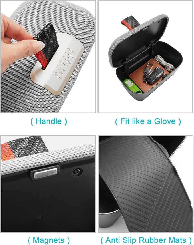 CDEFG for 2026 Mini Cooper Center Console Organizer for 2025 2026 Mini Cooper F65 F66 Accessories Middle Console Tray Armrest Storage Box (Gas Version Only)