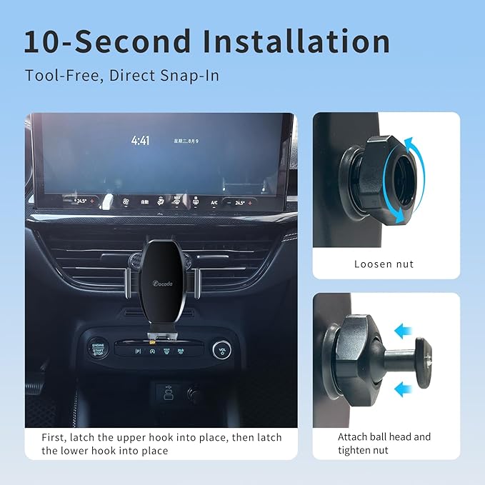 Car Phone Holder for Ford Escape 2023–2026,Vehicle-Specific Dashboard Phone Mount at Hazard Button Area,Stable Clip Holder with 360° Rotation,Hands-Free Cell Phone Mount,Escape Interior Accessories