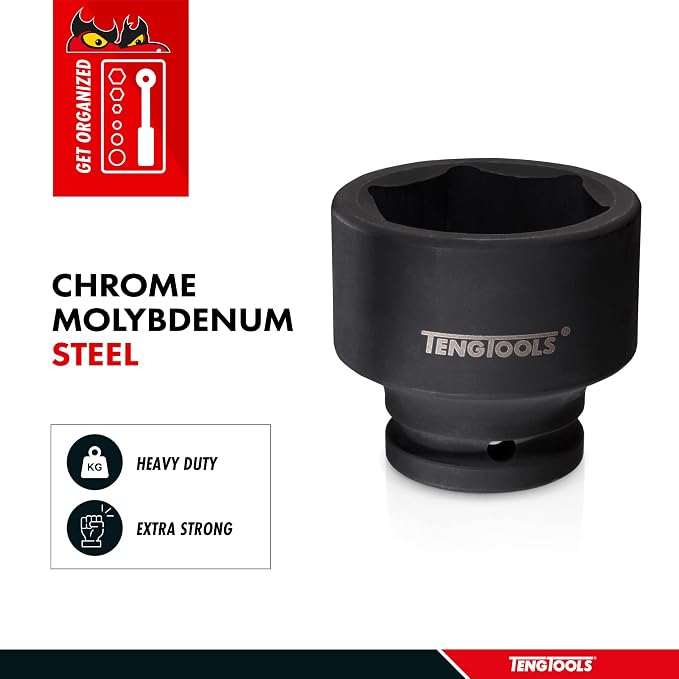 Teng Tools 70MM 1 Inch Drive 6 Point Metric Shallow Chrome Molybdenum Impact Socket | Mechanic Tool | Hand Tool - 910570