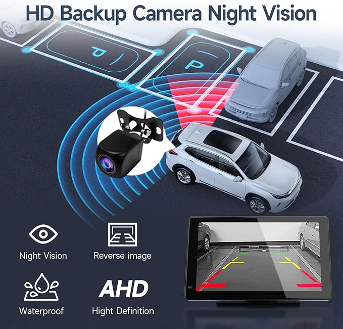 Haudio 7" Portable Car Radio with Wireless Apple CarPlay & Android Auto, Suitable for Almost All Vehicle Types Such as Pickup Trucks, Sedans,Backup Camera|GPS Navigation|Car Accessories