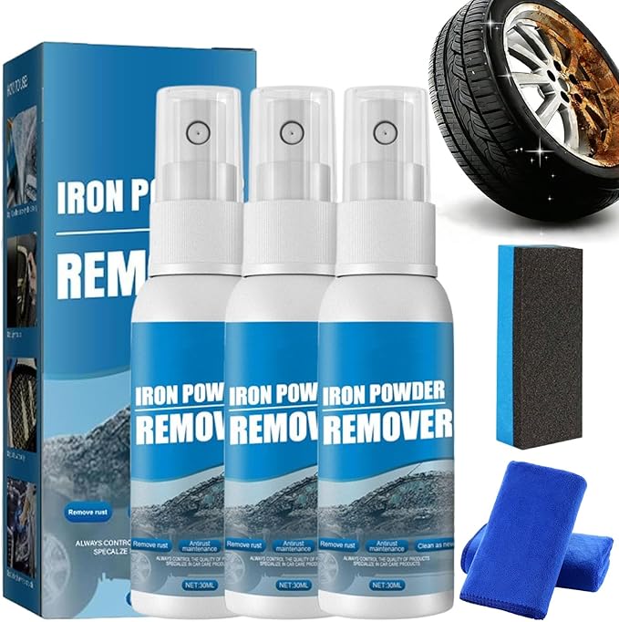 Multi-functional Quick-acting Rust Removal Spray, Upgraded Iron Powder Remover Spray, Portable Car Rust Removal Spray, Fast-Action Rust Eliminator & Metal Care Spray (3PC-Trial Version(30ML))