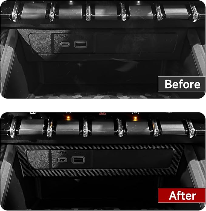 Car ABS Carbon Fiber Center Console USB Panel Sticker Cover Interior Trim Decal for Chevrolet Colorado/GMC Canyon 2023 2024 2025 Accessories