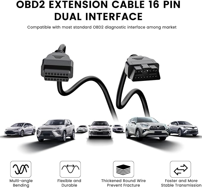 ANCEL AD530 PRO 2 in 1 OBD2 Scanner & Car Battery Tester+ANCEL OBD2 Scanner Extension Cable