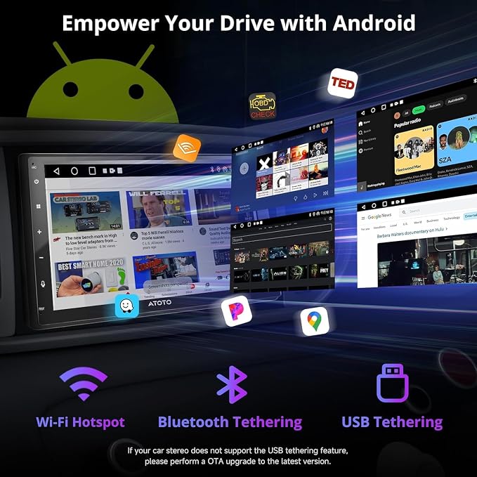 ATOTO A5L 7inch Android Double DIN Car Stereo, in Dash Car Radio with Wi-Fi/Bluetooth/USB, Wireless CarPlay & Android Auto, GPS Tracking, Mirror Link, HD LRV, FM/AM, HDMI Out, A5LG2B7T