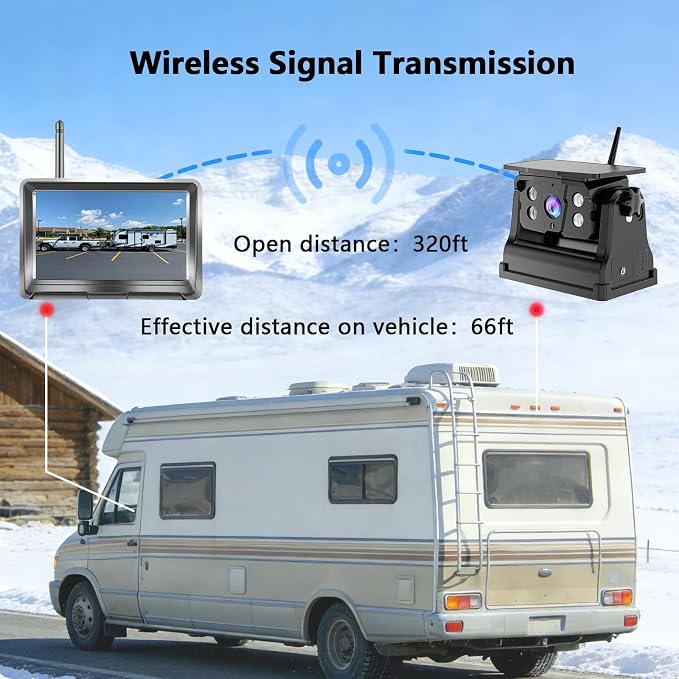 Magnetic Wireless Backup Camera + 5 Inch Monitor System, LASTBUS Solar 2 Split HD Display + Rechargeable Battery IP69 Waterproof Night Vision Rear View Camera for RV Car Trailer Truck Camper