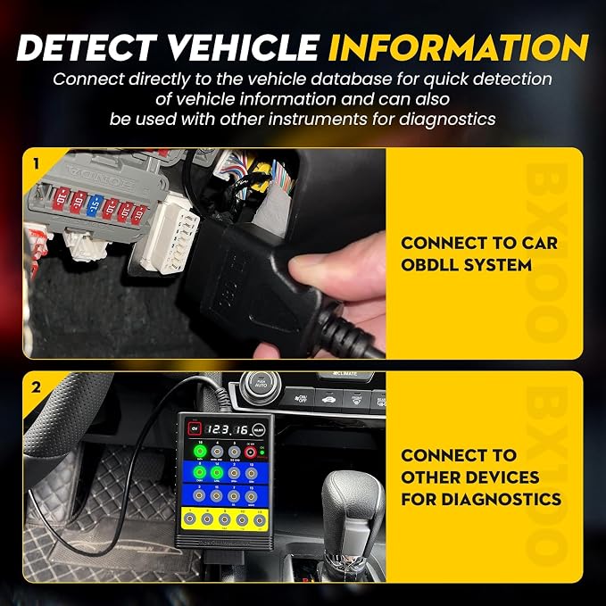 ELMCONFIG Super OBD2 Breakout Box, 16 Pin Automotive Diagnostic Tool, Voltage Constant Tool with Short Circuit Protection, Automotive Circuit Tester with 12 Extension Cables for ECU Bench Testing