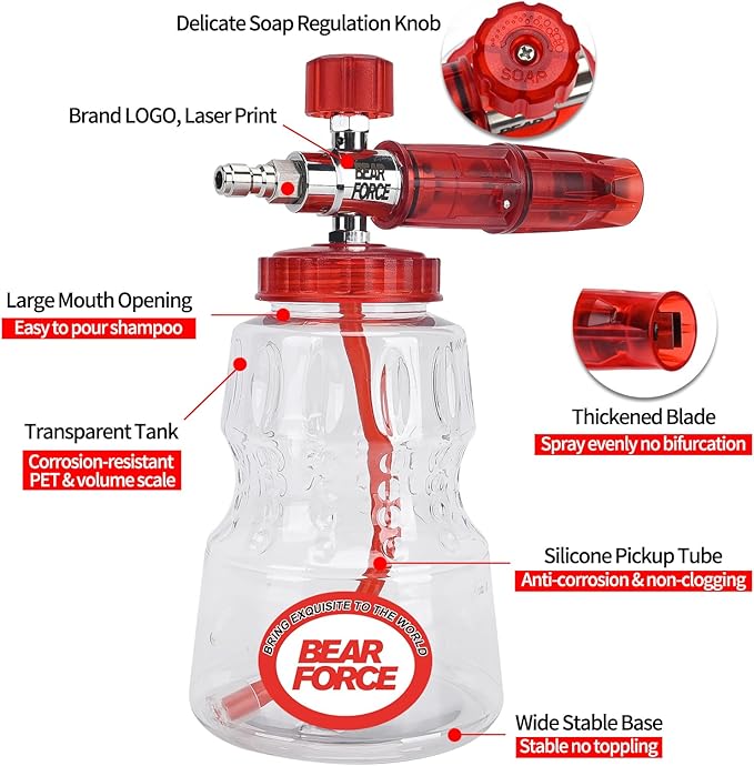 Pressure Washer Spray Gun M22-14 Max 3000 PSI with 1/4" Quick Connector Snow Foam Lance & 5 Spray Tips & Clip Nozzle Holder, Compatible for Some of Greenworks Kar-cher Ryobi Homelite Pressure Washer