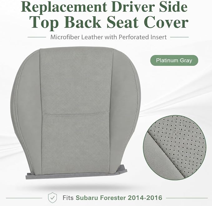 NLQR Front Driver and Passenger Bottom Replacement Perforated Seat Covers Gray Microfiber Leather Compatible with Subaru Forester 2014-2016