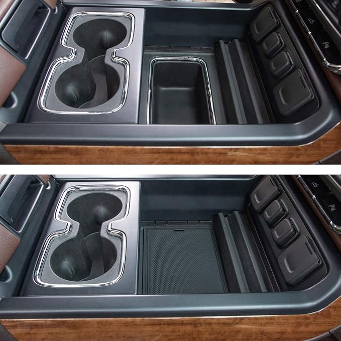 JKCOVER Center Console Organizer Tray and Compartment Cover Compatible with 2014 2015 2016 2017 2018 2019 Sierra 1500 2500HD 3500HD Denali Silverado Secret Pocket Lid Hidden Tray Accessories(Black)