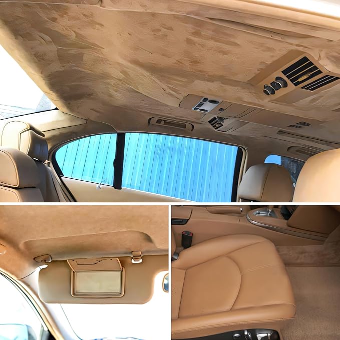 Babnecl Suede Auto Headliner Fabric 38" L × 60" W with Foam Backing - Tube Packaging -Beige Interior Replacement Material for Car/Truck/SUV/RV Roof - Home Repair/DIY Headliner Material