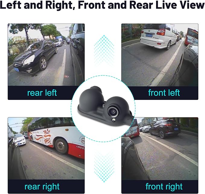 Side Front Rear View Cameras Set Backup Cameras for Truck Car Van Camper with Night Vision and Wide View Angle, Side Mirror Mount, IP68 Waterproof