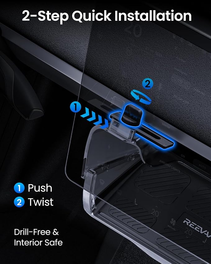 REEVAA Upgraded Tesla Model 3 Hidden Under Screen Storage Box for Model 3 2016-2026 (Fit New Model 3 Highland) [One-tap Open & Stable Installation] Model 3 Accessories, Center Console Organizer Tray