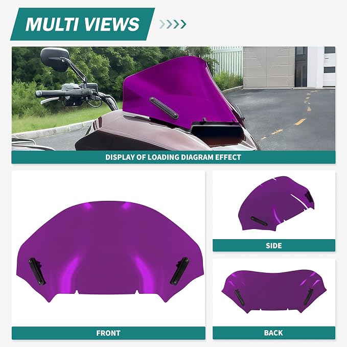Motorcycle Windshield Windscreen Wind Splitter Fit for Harley Road Glide FLTRXSE 2023-later FLTRX FLTRXSTSE 2024-later for Dual Headlights (Purple)