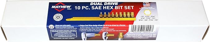 Mayhew Tools 16004 Titanium-Coated Low-Profile Dual Drive Set, SAE Hex, 10-Piece